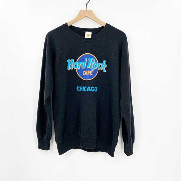 Vintage Hard Rock Cafe Pullover Sweatshirt Chicago Black Size Large - Picture 4 of 7